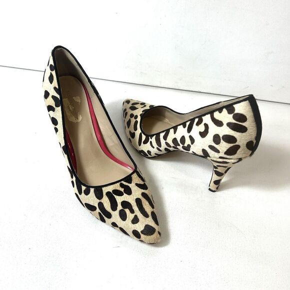 Banana Republic High Heel Pump Womens 10 Cheetah Print Leather Slip On Calf Hair - Picture 3 of 12